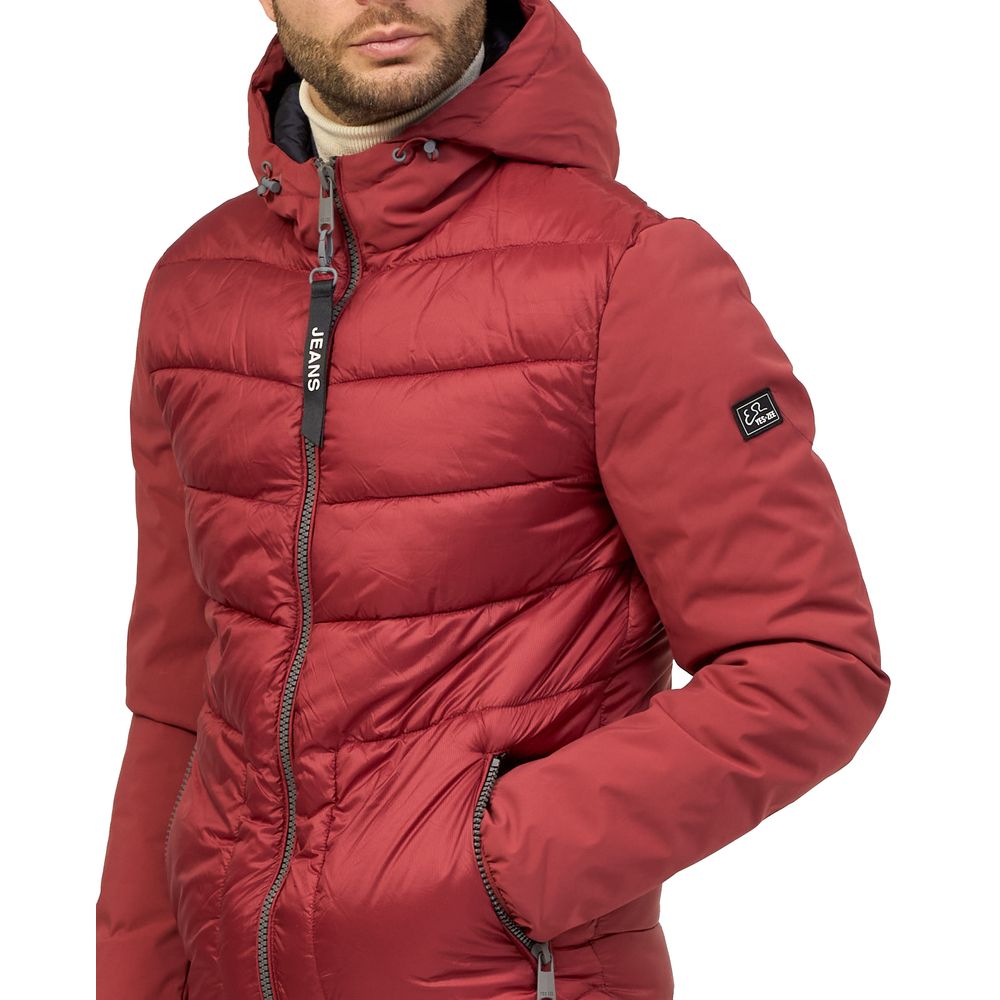 Red Nylon Men Jacket Yes Zee