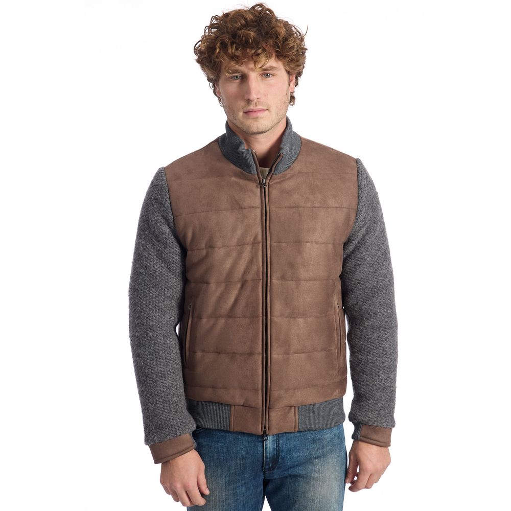 Brown Wool Men Jacket Roberto Pepe Luxury