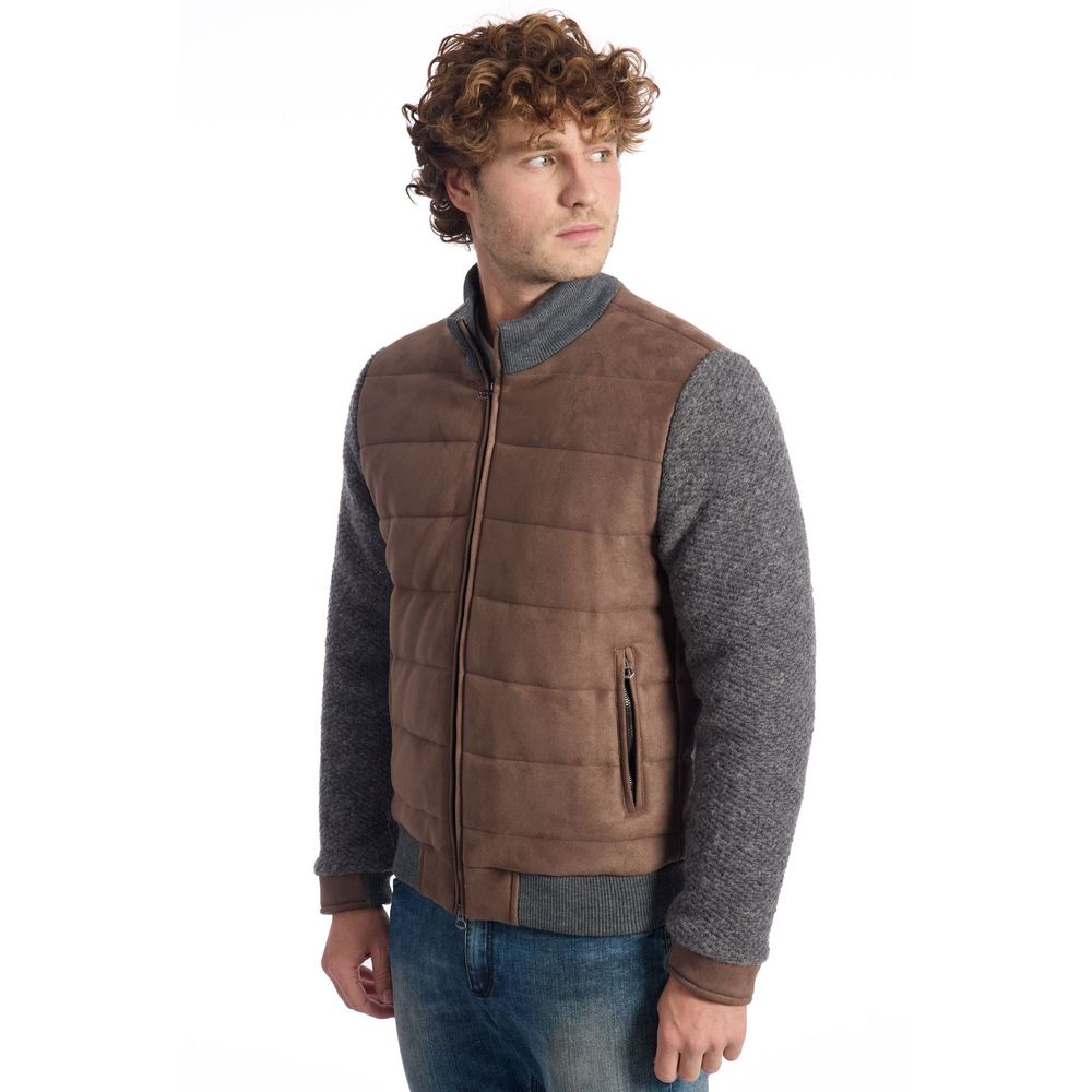 Brown Wool Men Jacket Roberto Pepe Luxury