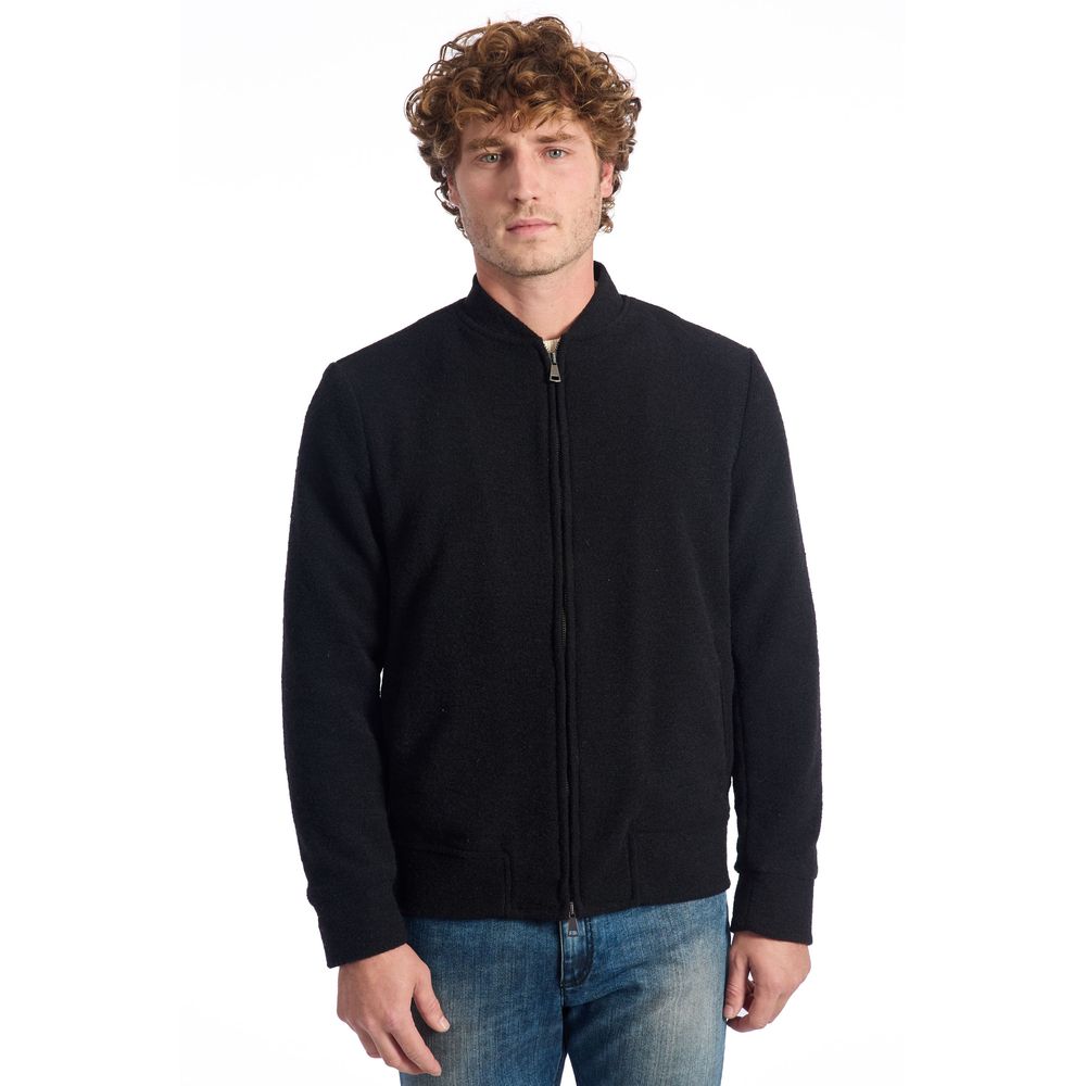 Black Wool Men Jacket Roberto Pepe Luxury