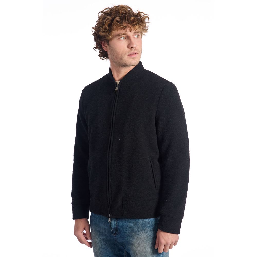 Black Wool Men Jacket Roberto Pepe Luxury