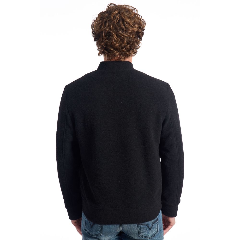 Black Wool Men Jacket Roberto Pepe Luxury