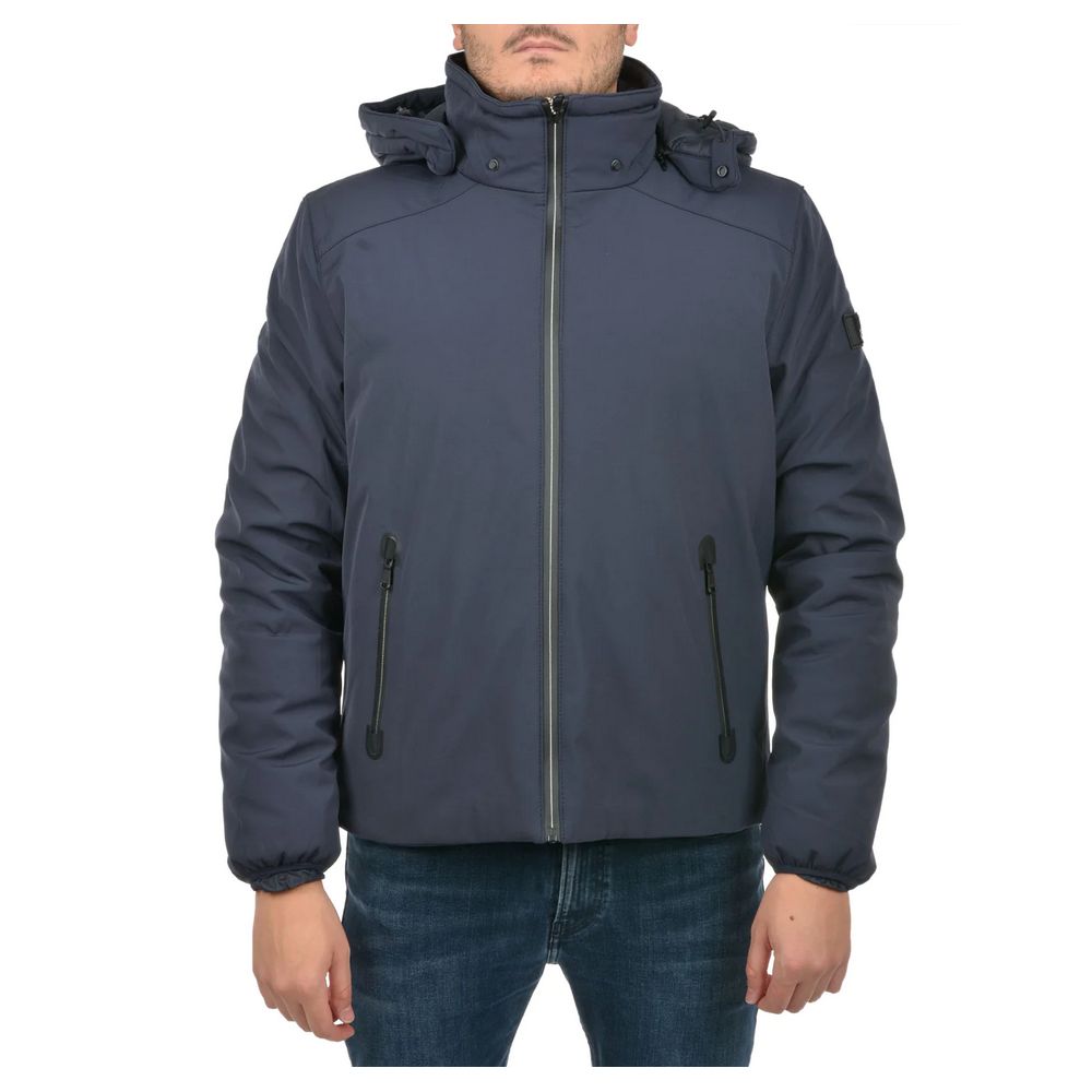 Blue Nylon Men Jacket Yes Zee
