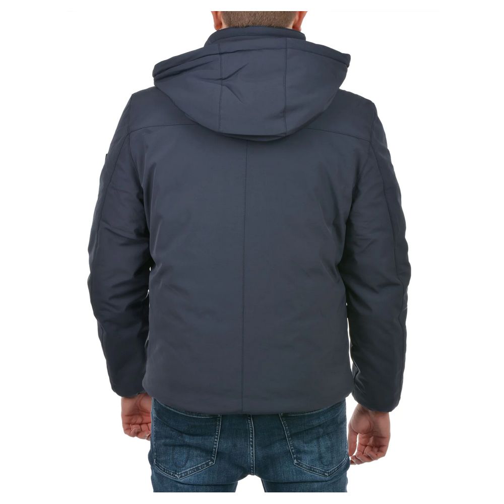 Blue Nylon Men Jacket Yes Zee