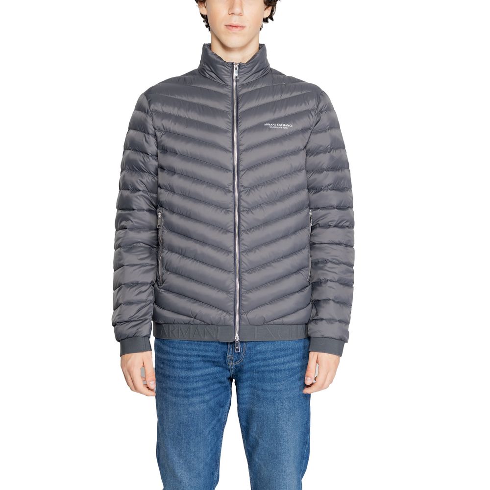 Gray Polyester Jackets & Coat Armani Exchange