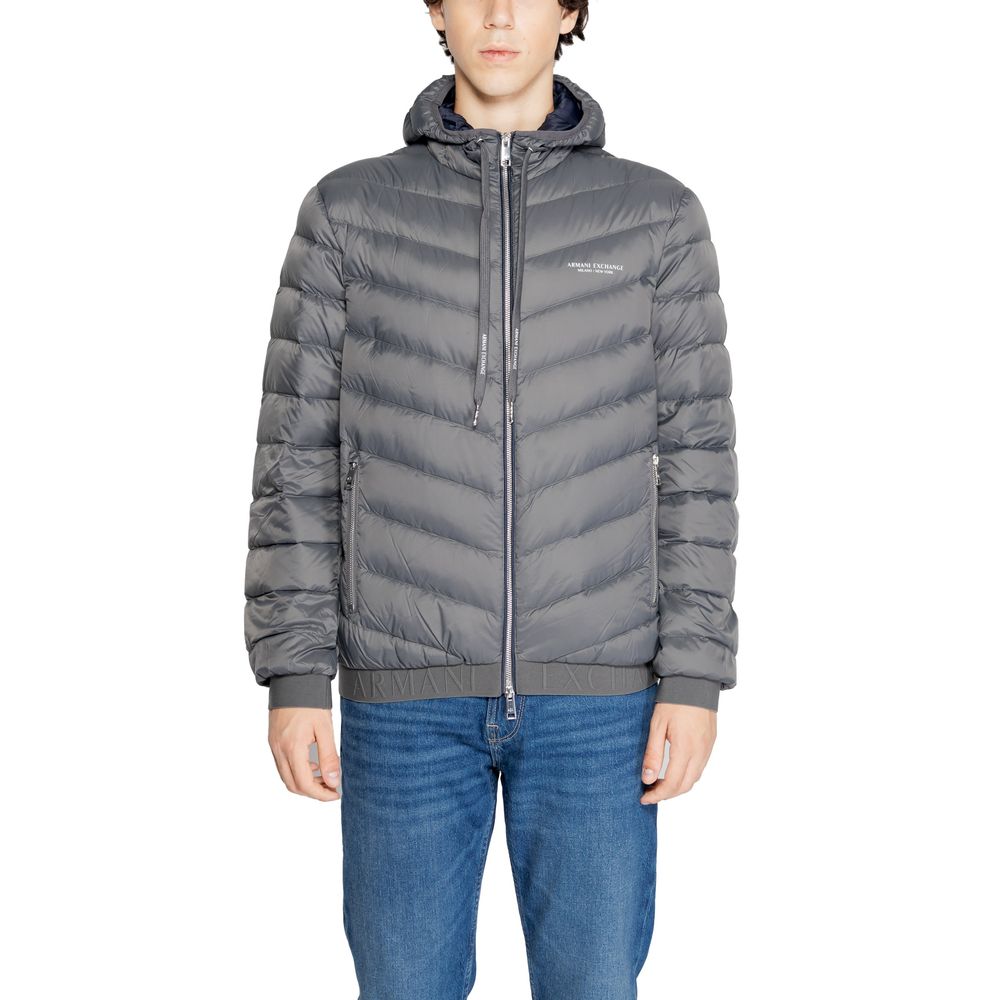 Gray Polyester Jackets & Coat Armani Exchange