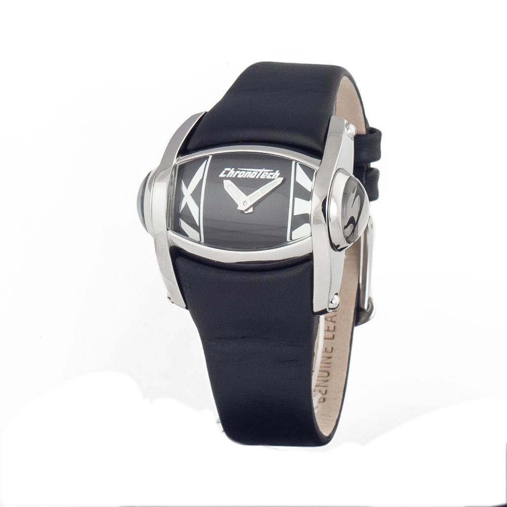 Black Leather Watch Chronotech