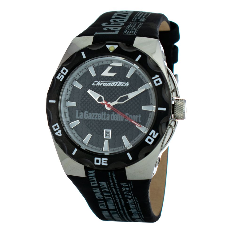 Black Leather Watch Chronotech