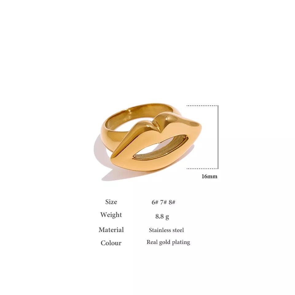 Buella Chunky Gold Lips Ring rings Shopella