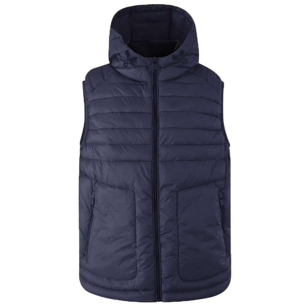Blue Nylon Sleveless Jacket Yes Zee