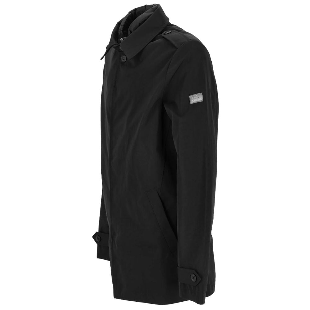 Black Polyester Men's Trench Jacket Yes Zee