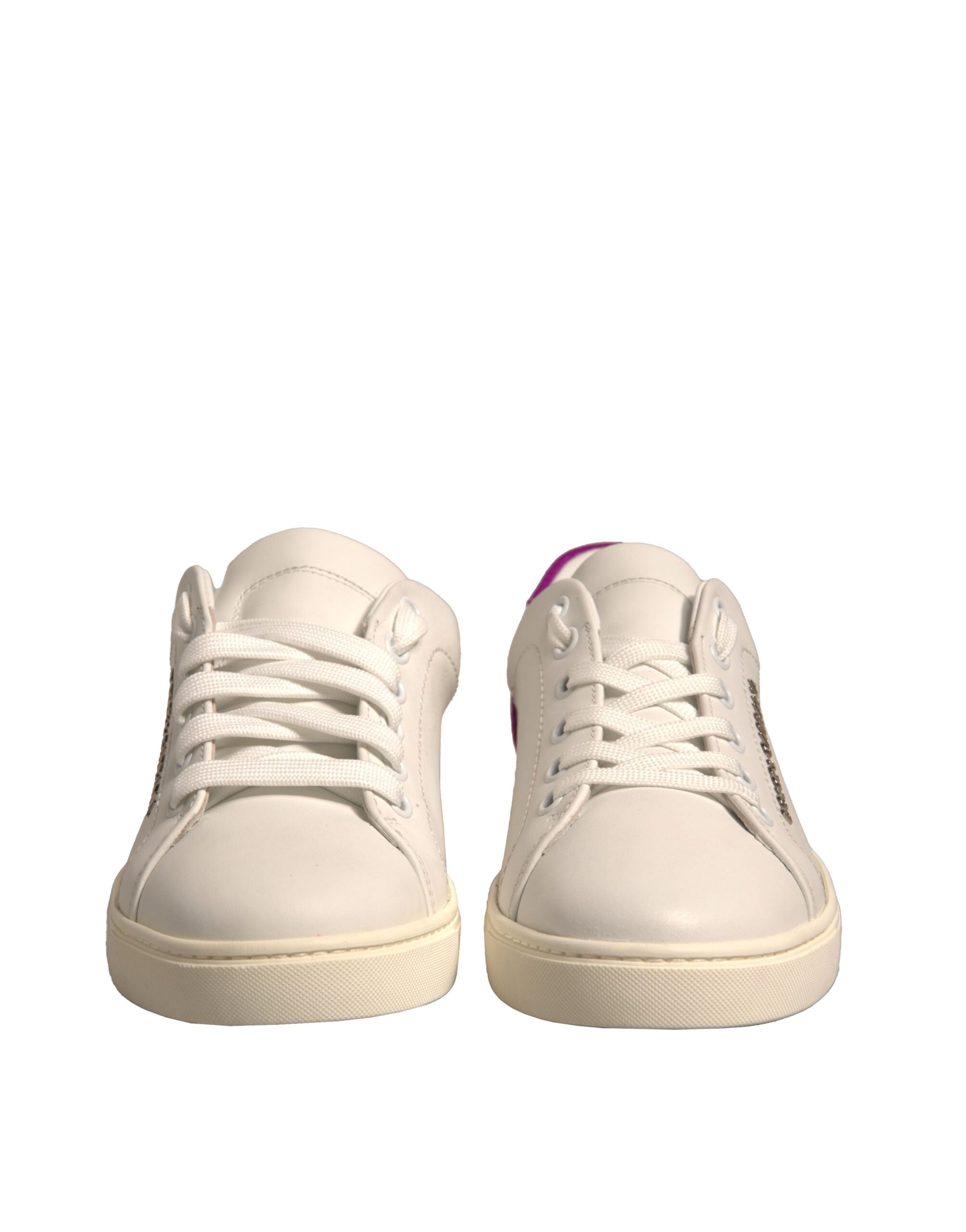 White Suede Leather Low Top Sneakers Shoes Dolce & Gabbana