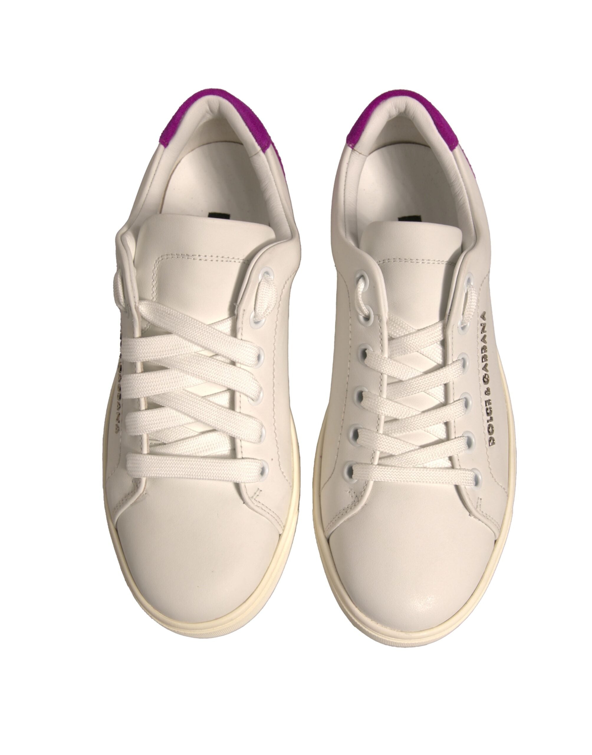 White Suede Leather Low Top Sneakers Shoes Dolce & Gabbana