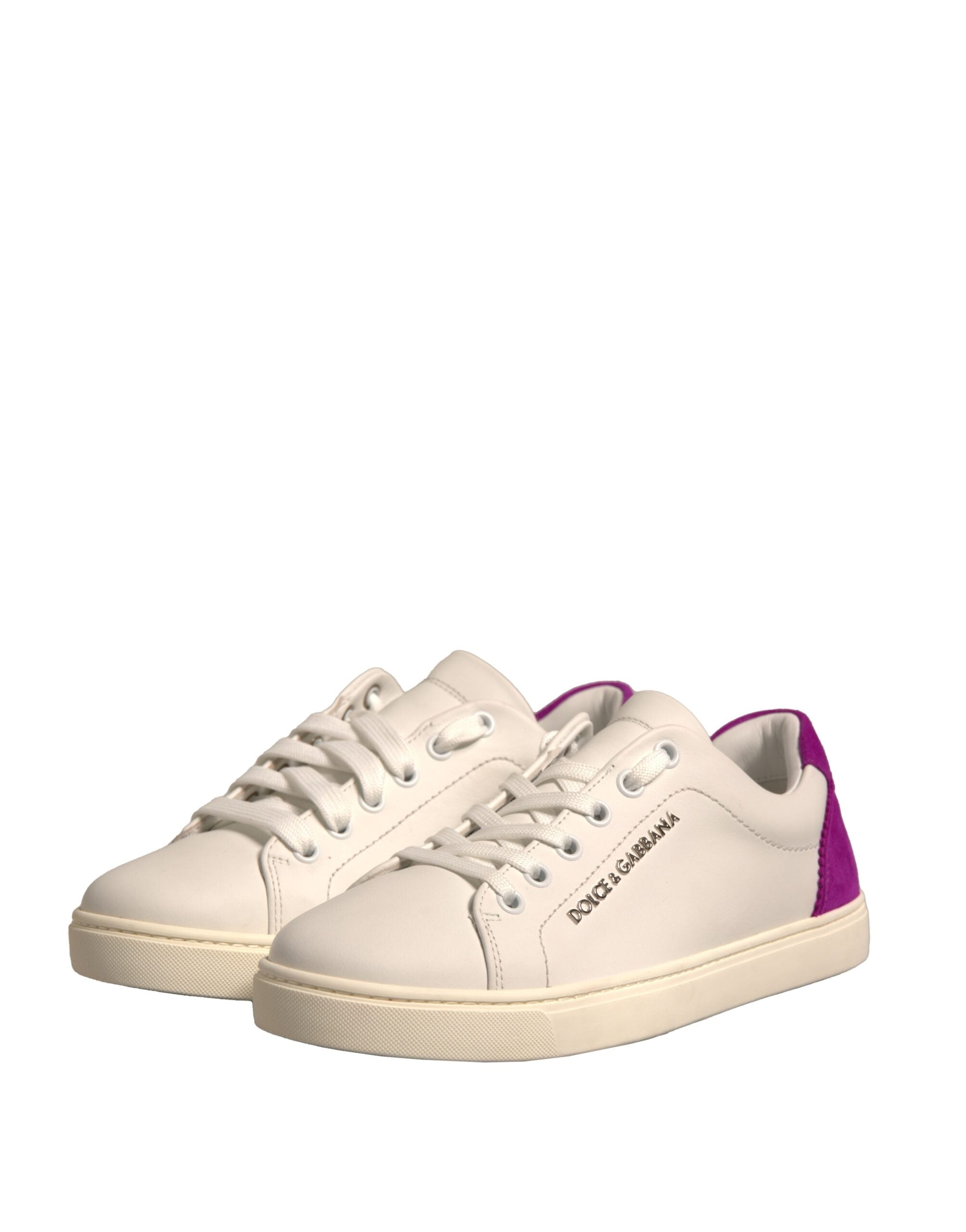 White Suede Leather Low Top Sneakers Shoes Dolce & Gabbana
