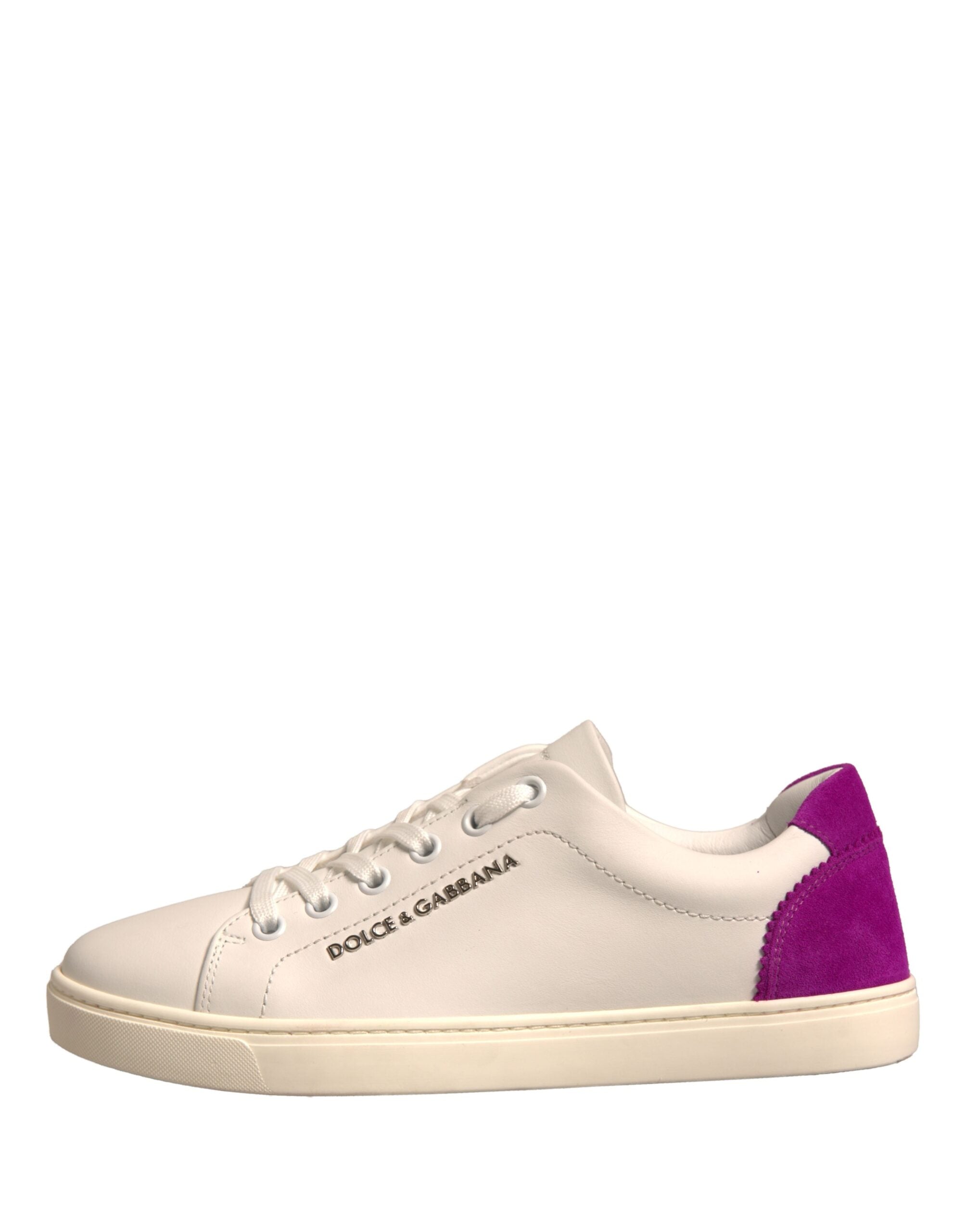 White Suede Leather Low Top Sneakers Shoes Dolce & Gabbana