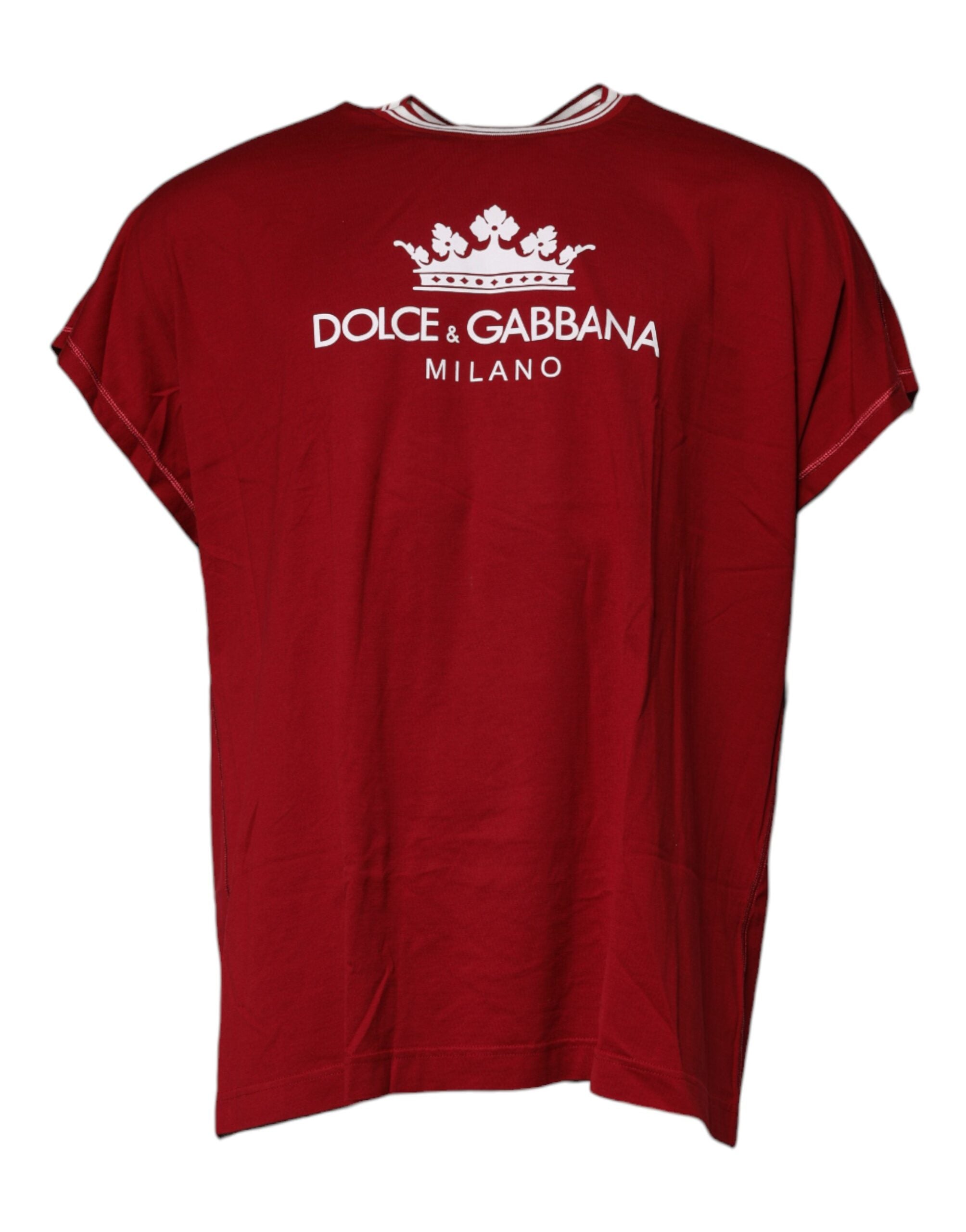 Red Logo Crown Cotton Crew Neck T-shirt Dolce & Gabbana