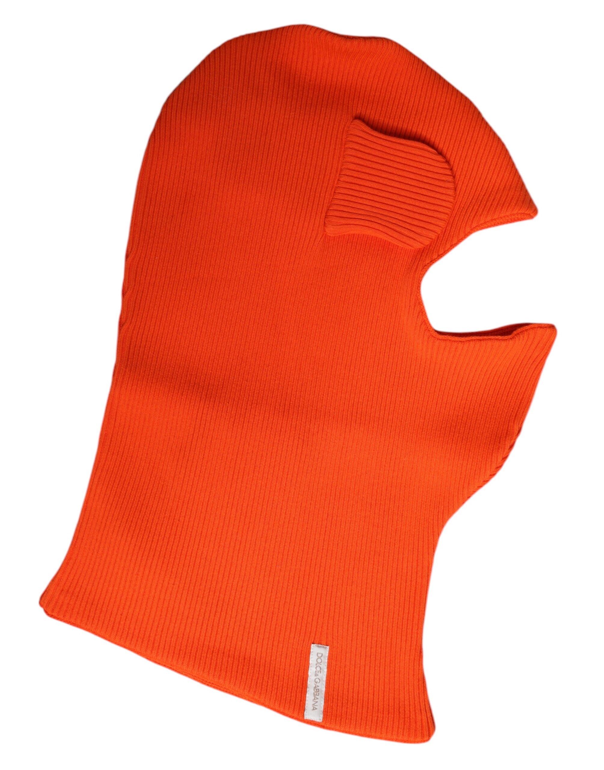Orange Cotton Whole Head Wrap Balaclava Hat Dolce & Gabbana