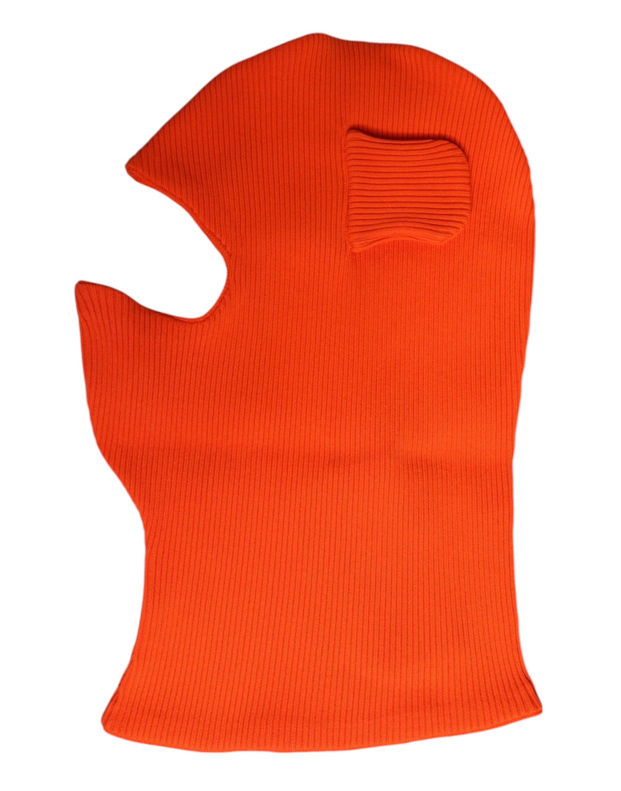 Orange Cotton Whole Head Wrap Balaclava Hat Dolce & Gabbana
