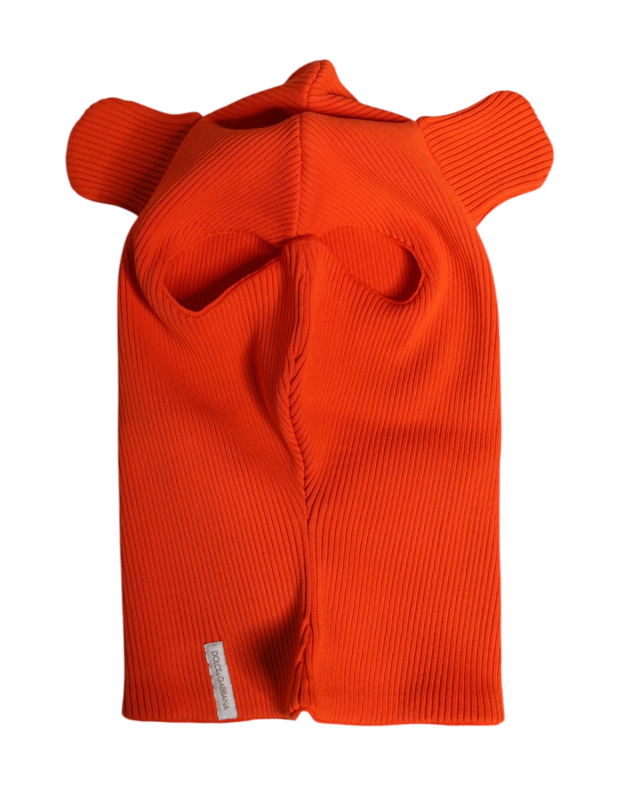 Orange Cotton Whole Head Wrap Balaclava Hat Dolce & Gabbana