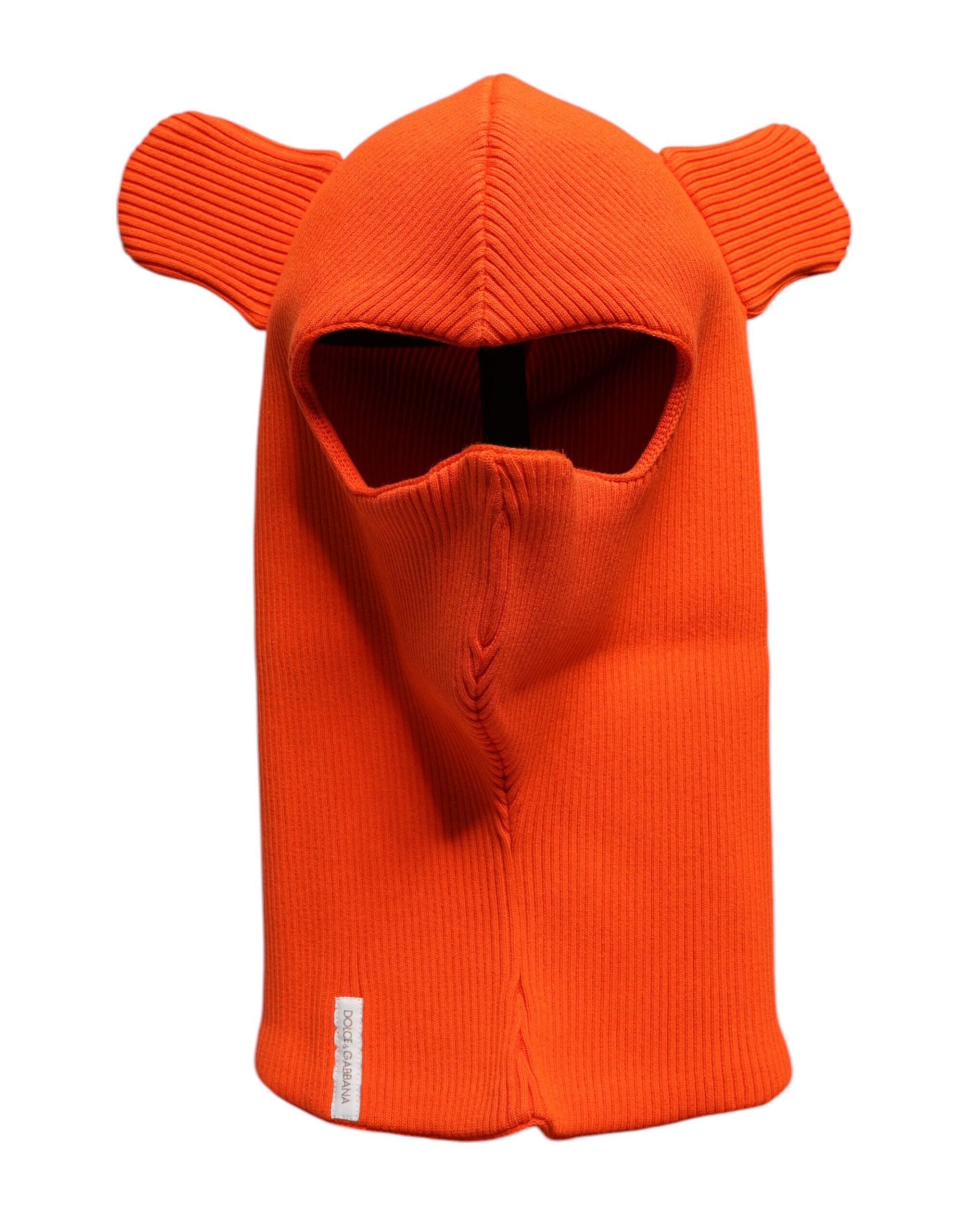 Orange Cotton Whole Head Wrap Balaclava Hat Dolce & Gabbana