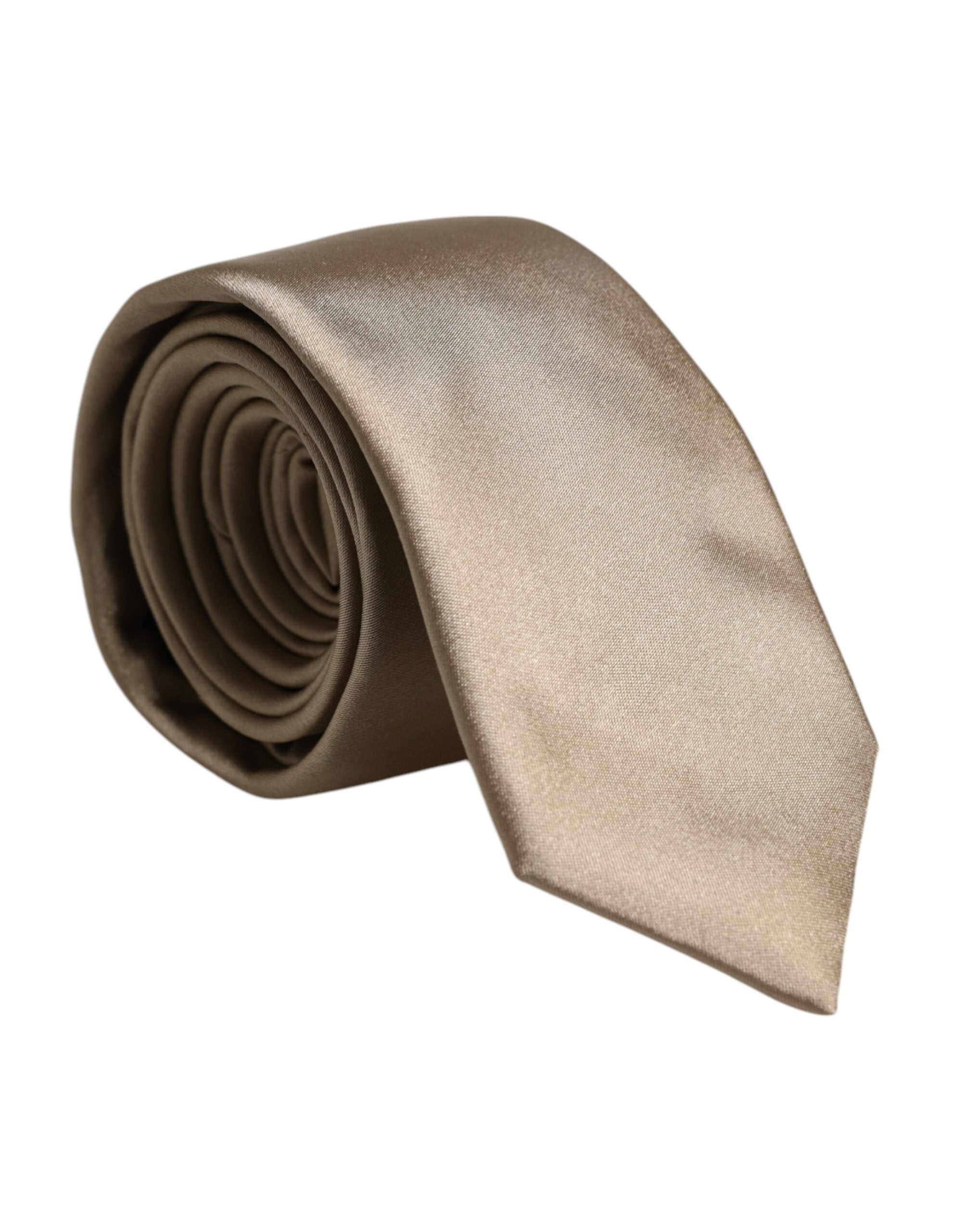 Beige Solid Silk Adjustable Necktie Tie Dolce & Gabbana