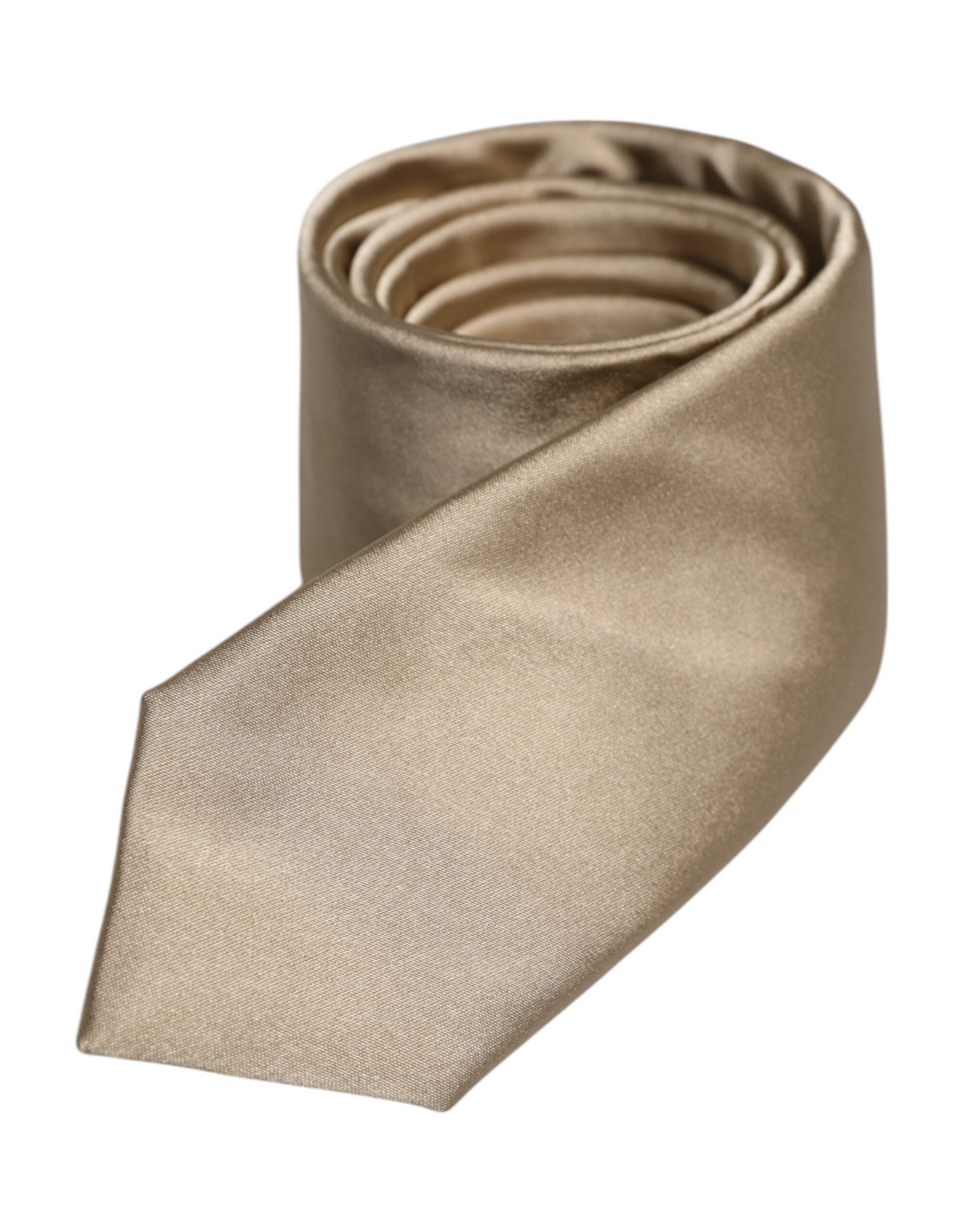 Beige Solid Silk Adjustable Necktie Tie Dolce & Gabbana