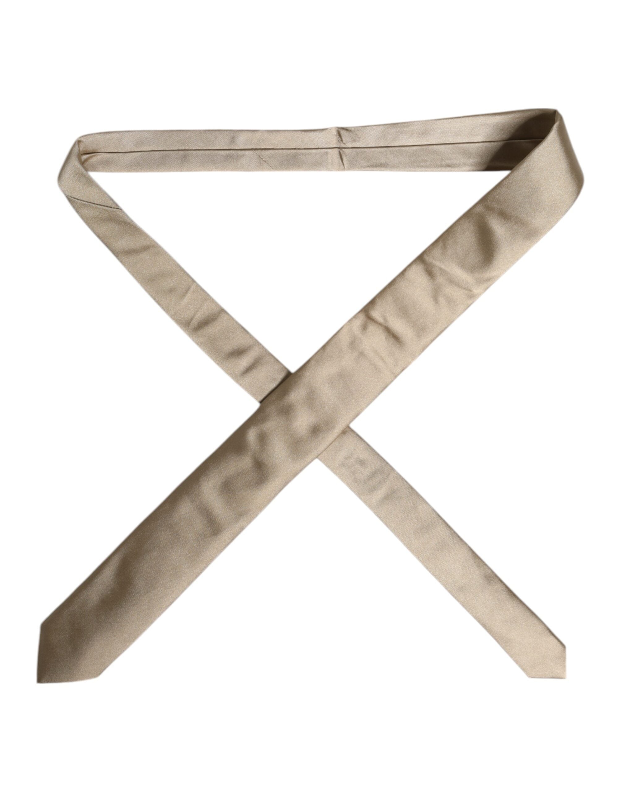 Beige Solid Silk Adjustable Necktie Tie Dolce & Gabbana