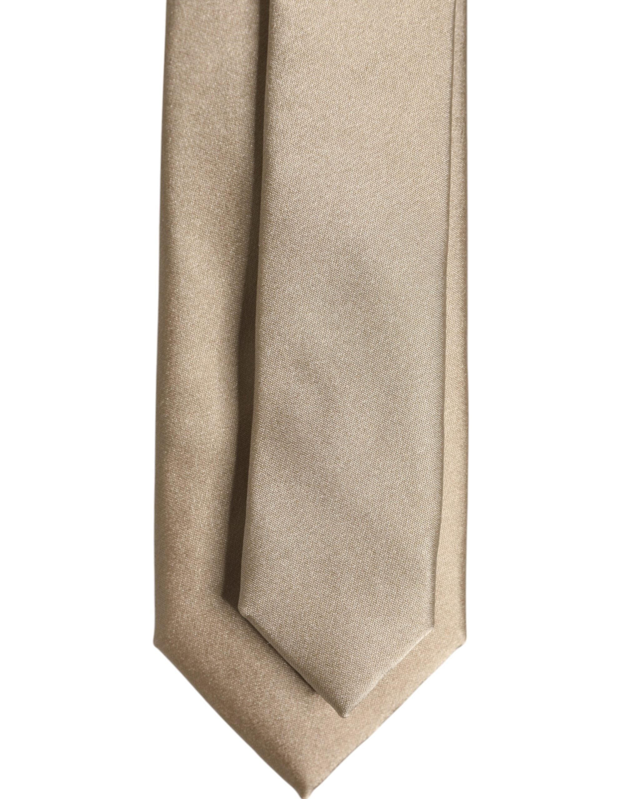 Beige Solid Silk Adjustable Necktie Tie Dolce & Gabbana