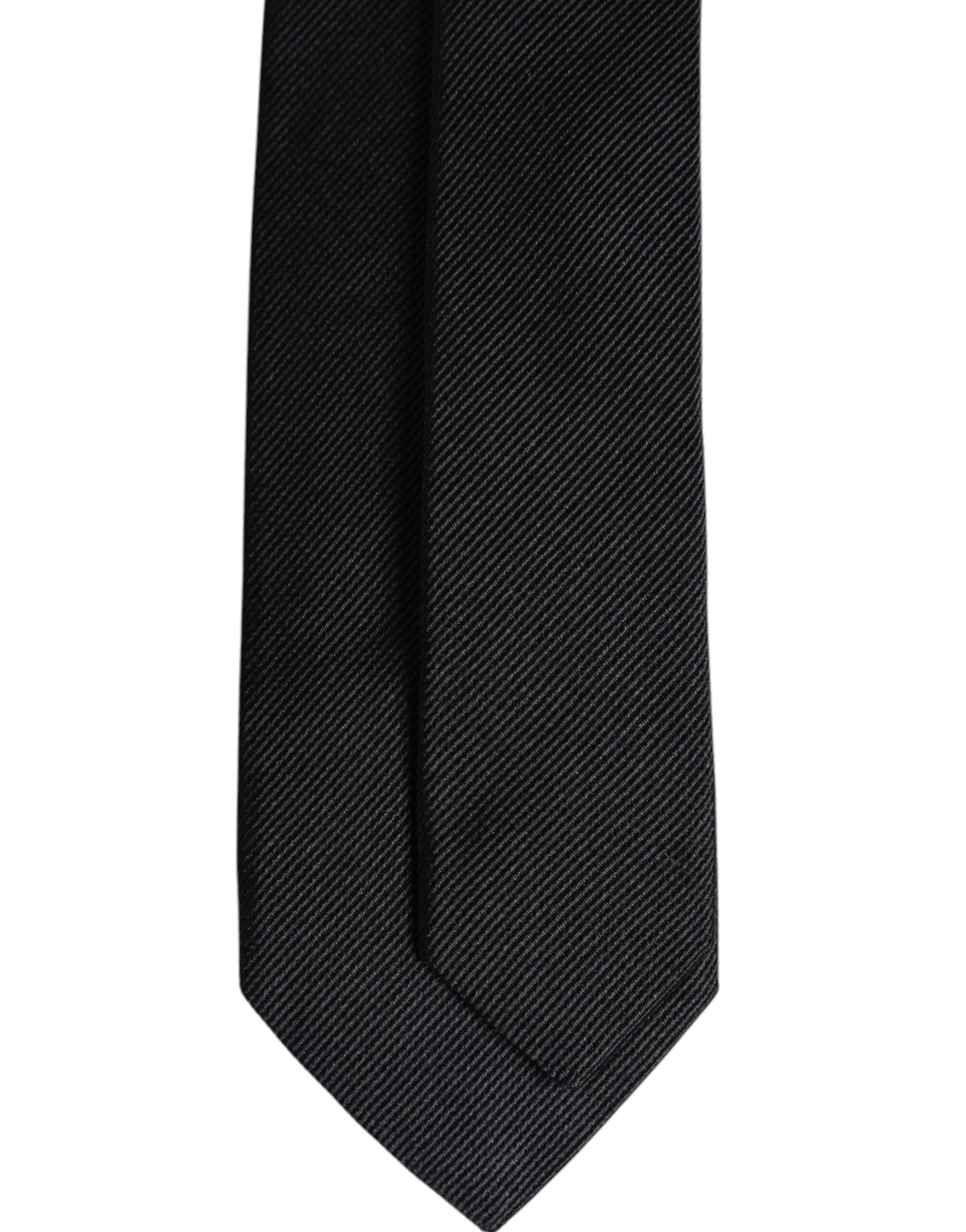 Black Solid Silk Adjustable Necktie Tie Dolce & Gabbana