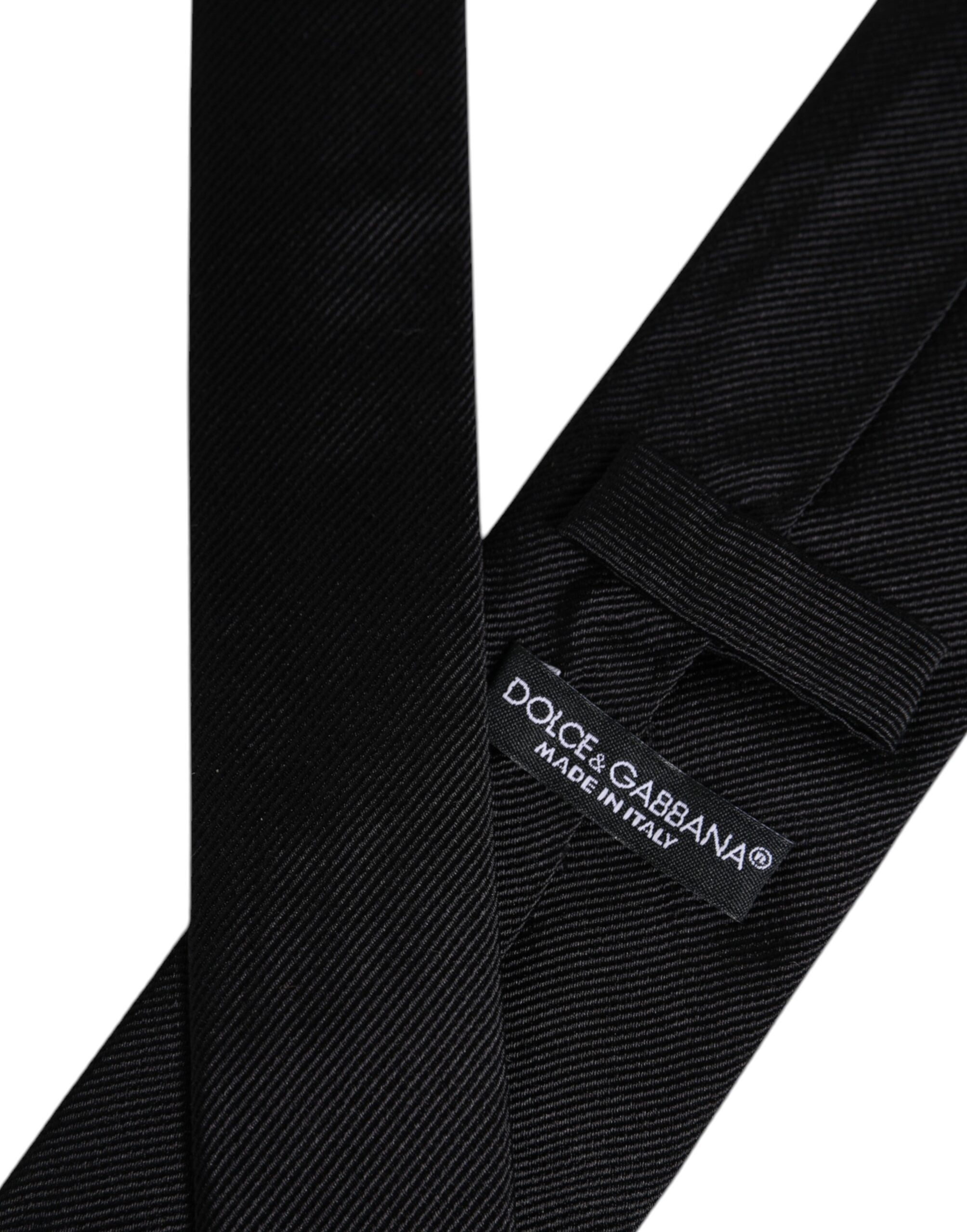 Black Solid Silk Adjustable Necktie Tie Dolce & Gabbana