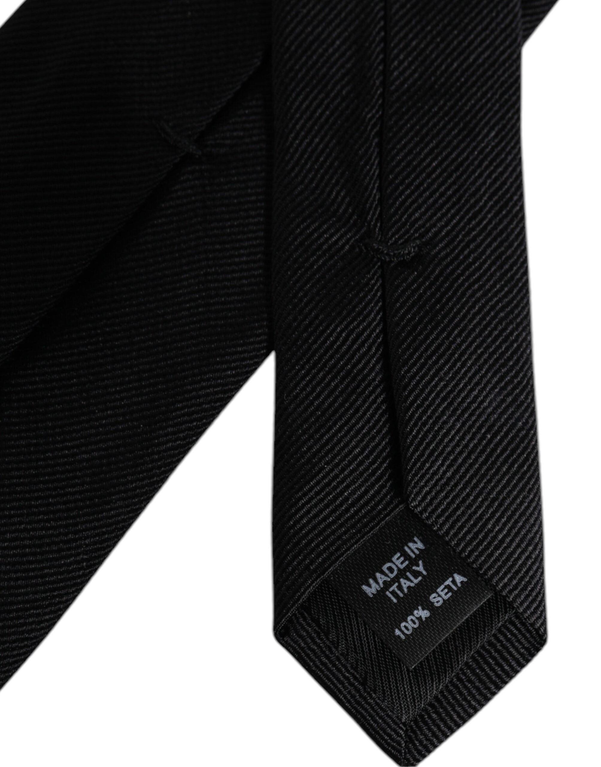 Black Solid Silk Adjustable Necktie Tie Dolce & Gabbana