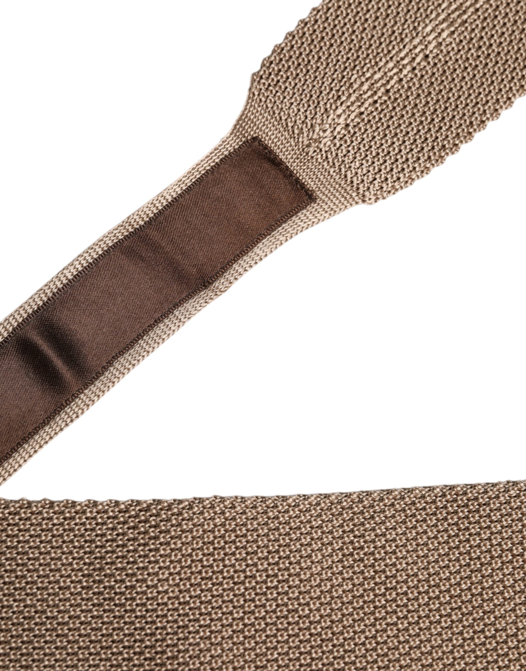 Brown Silk Adjustable Necktie Tie Dolce & Gabbana