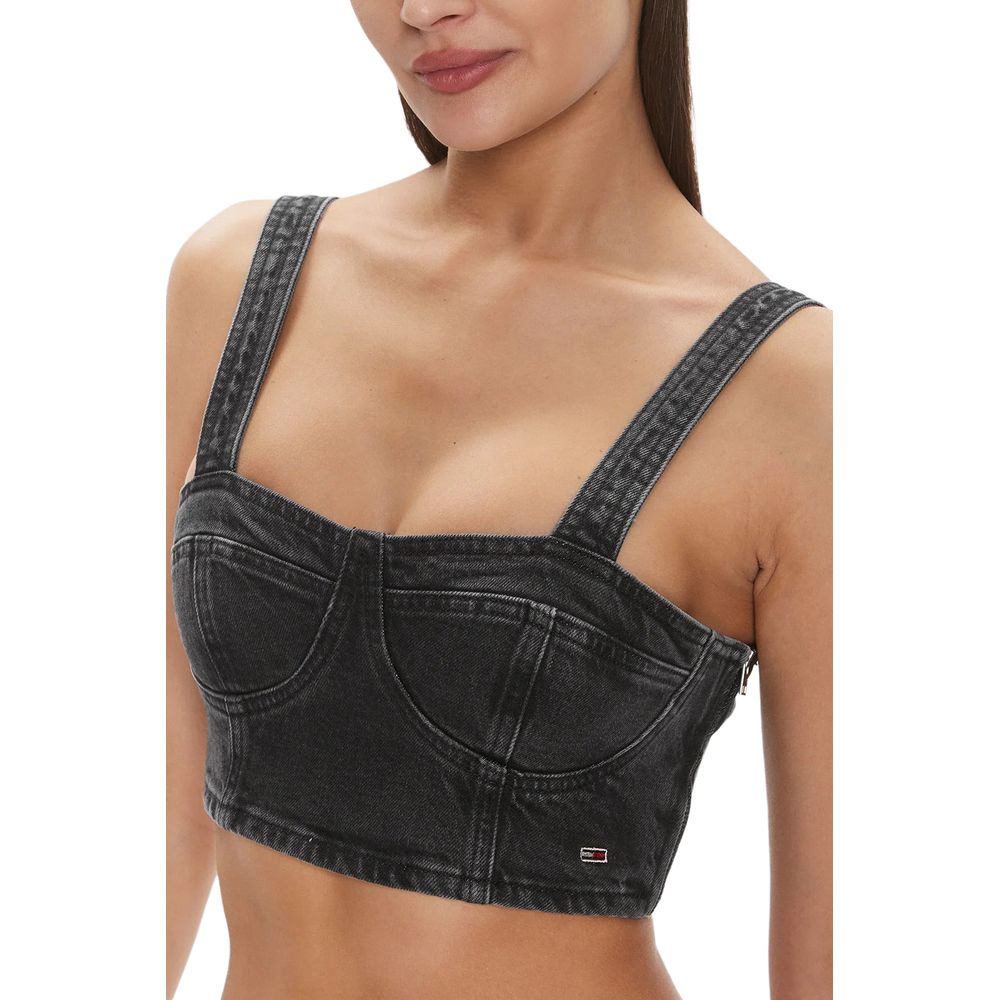 Black Recycled Cotton Top Tommy Hilfiger Jeans