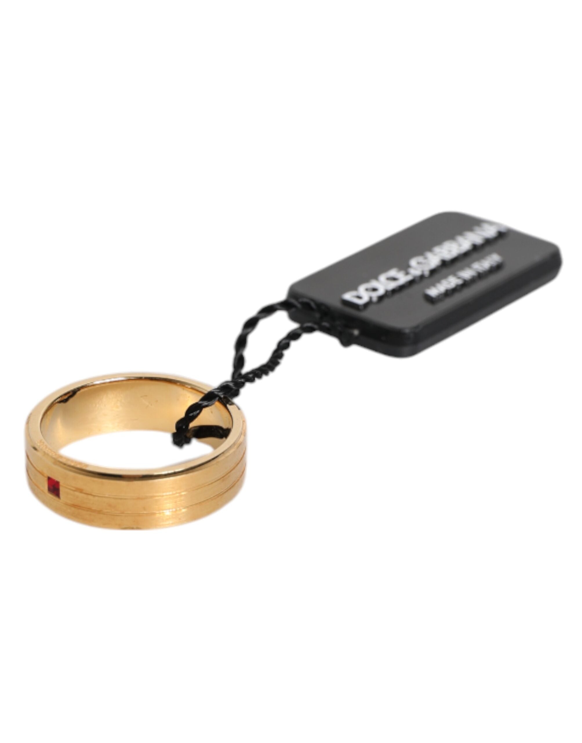 Gold Tone Brass Red Crystal DG Logo Ring Dolce & Gabbana