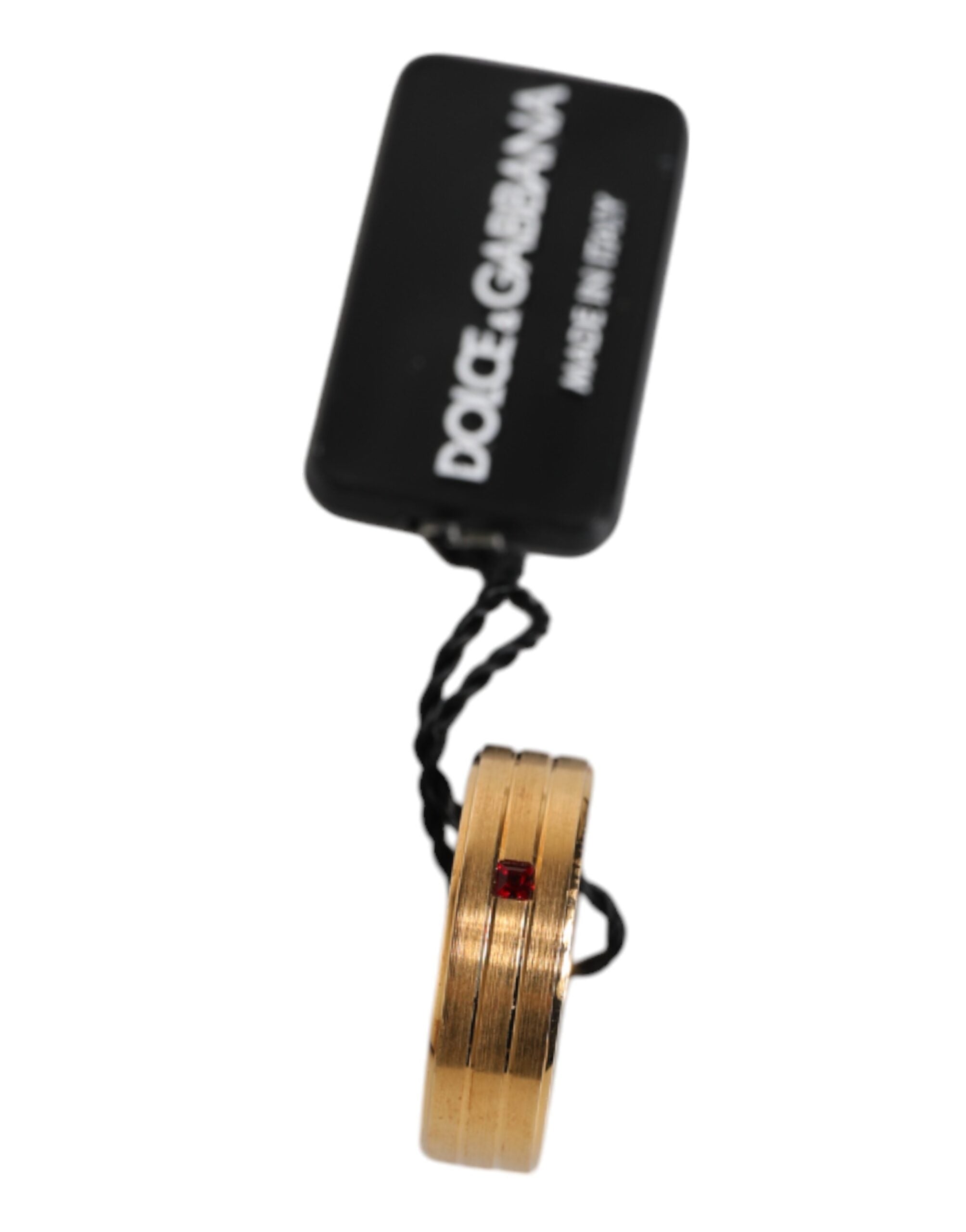 Gold Tone Brass Red Crystal DG Logo Ring Dolce & Gabbana