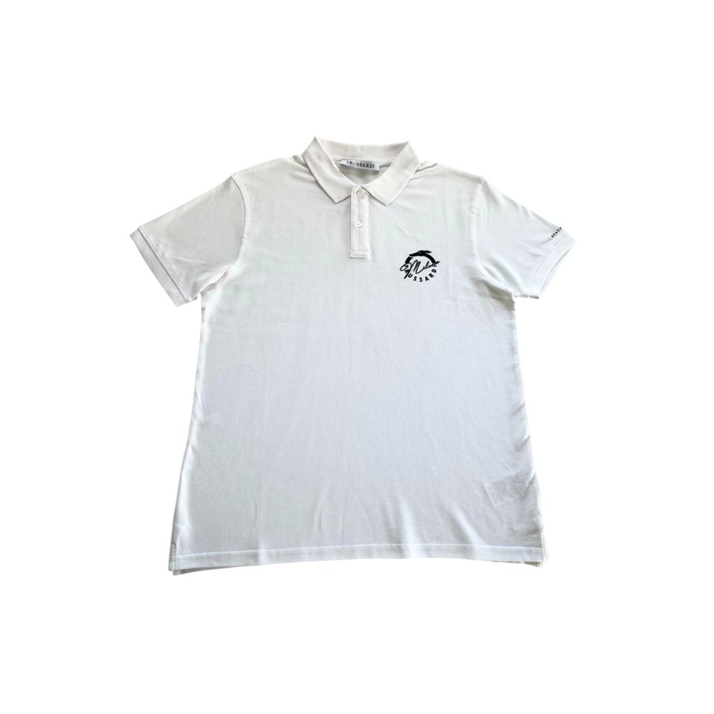 White Cotton Men Polo Shirt Trussardi Beachwear