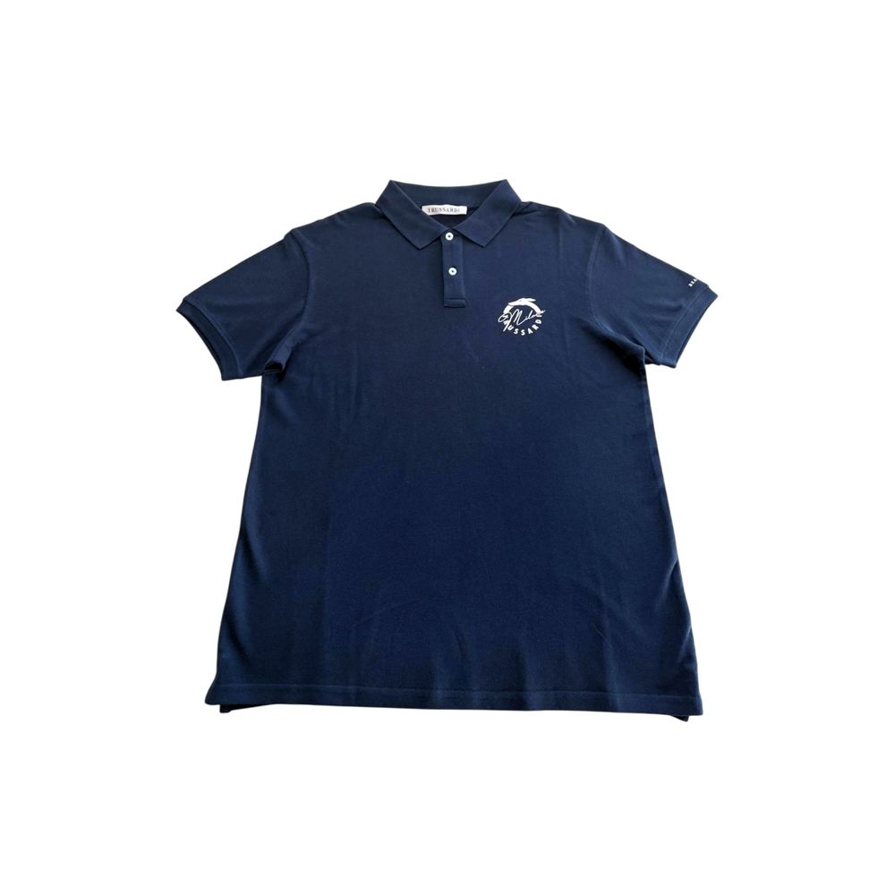 Blue Cotton Men Polo Shirt Trussardi Beachwear