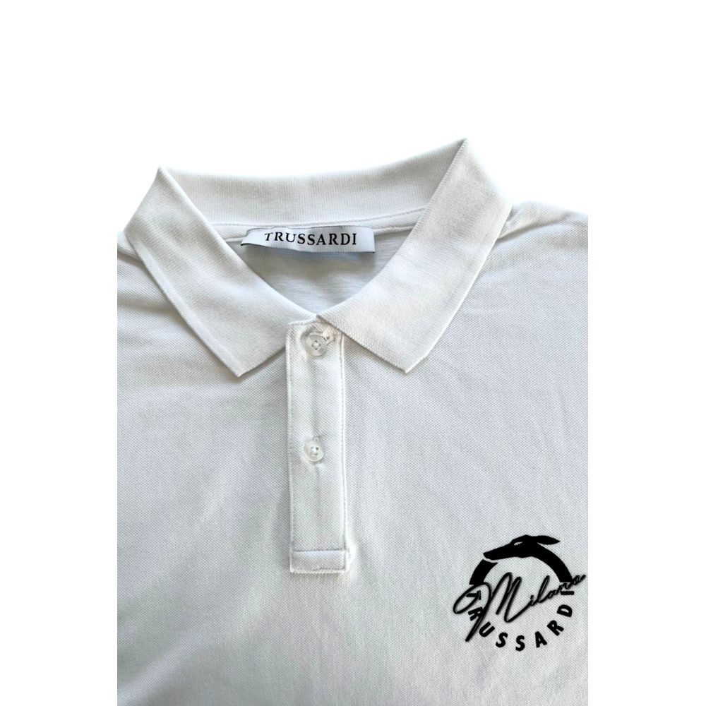 White Cotton Men Polo Shirt Trussardi Beachwear