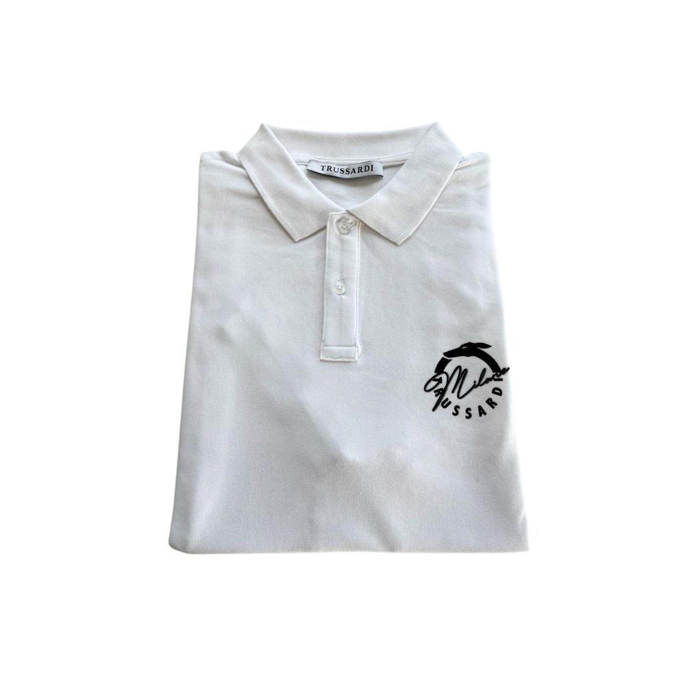 White Cotton Men Polo Shirt Trussardi Beachwear