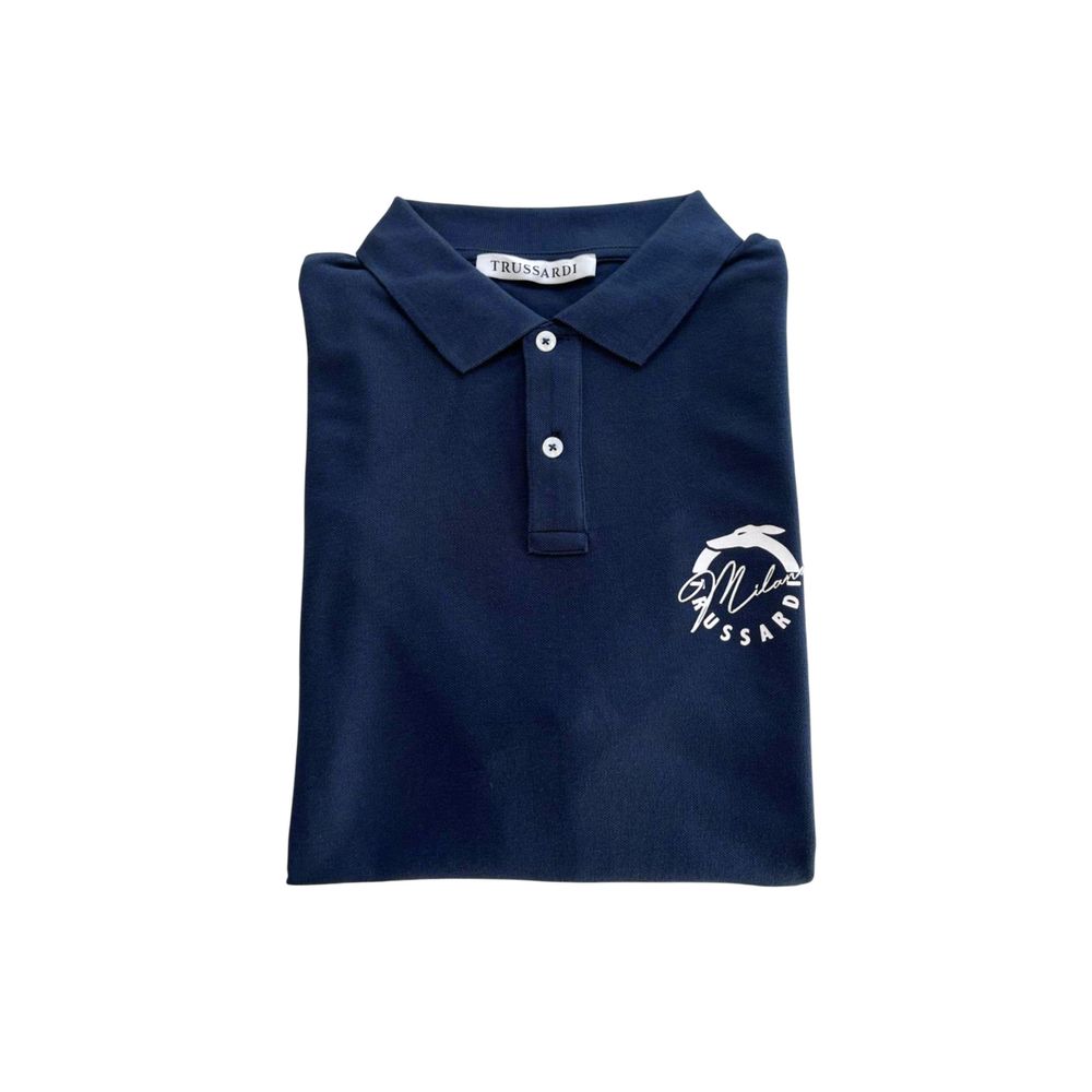 Blue Cotton Men Polo Shirt Trussardi Beachwear