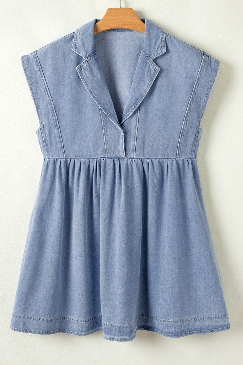 Milly Short Denim Dress Dropshipman Light Blue S