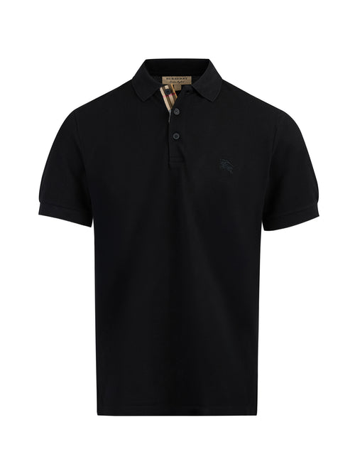 Black Cotton Collared Polo Shirt Burberry