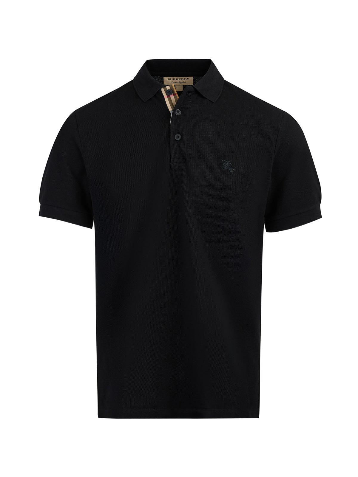 Black Cotton Collared Polo Shirt Burberry