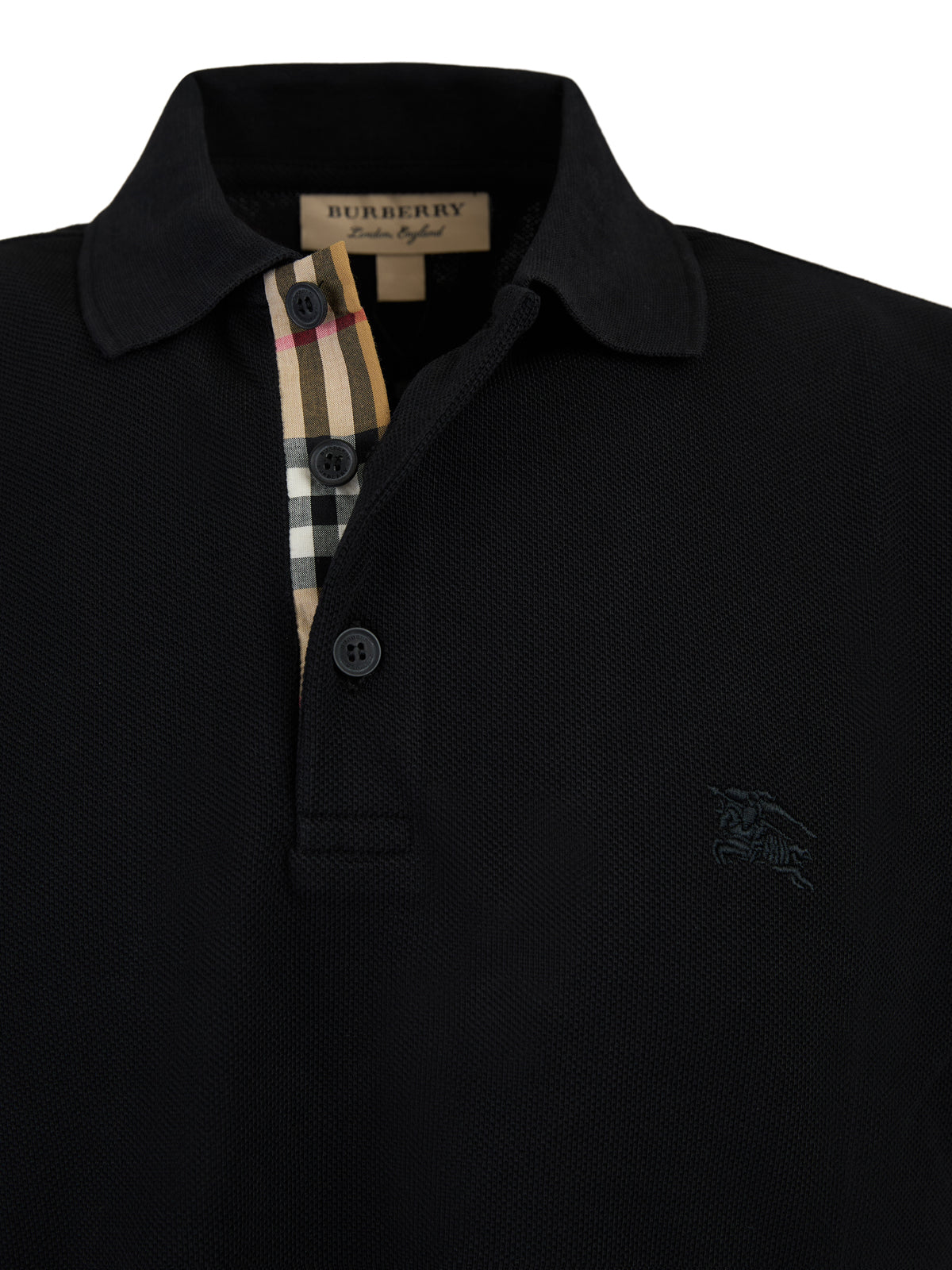 Black Cotton Collared Polo Shirt Burberry
