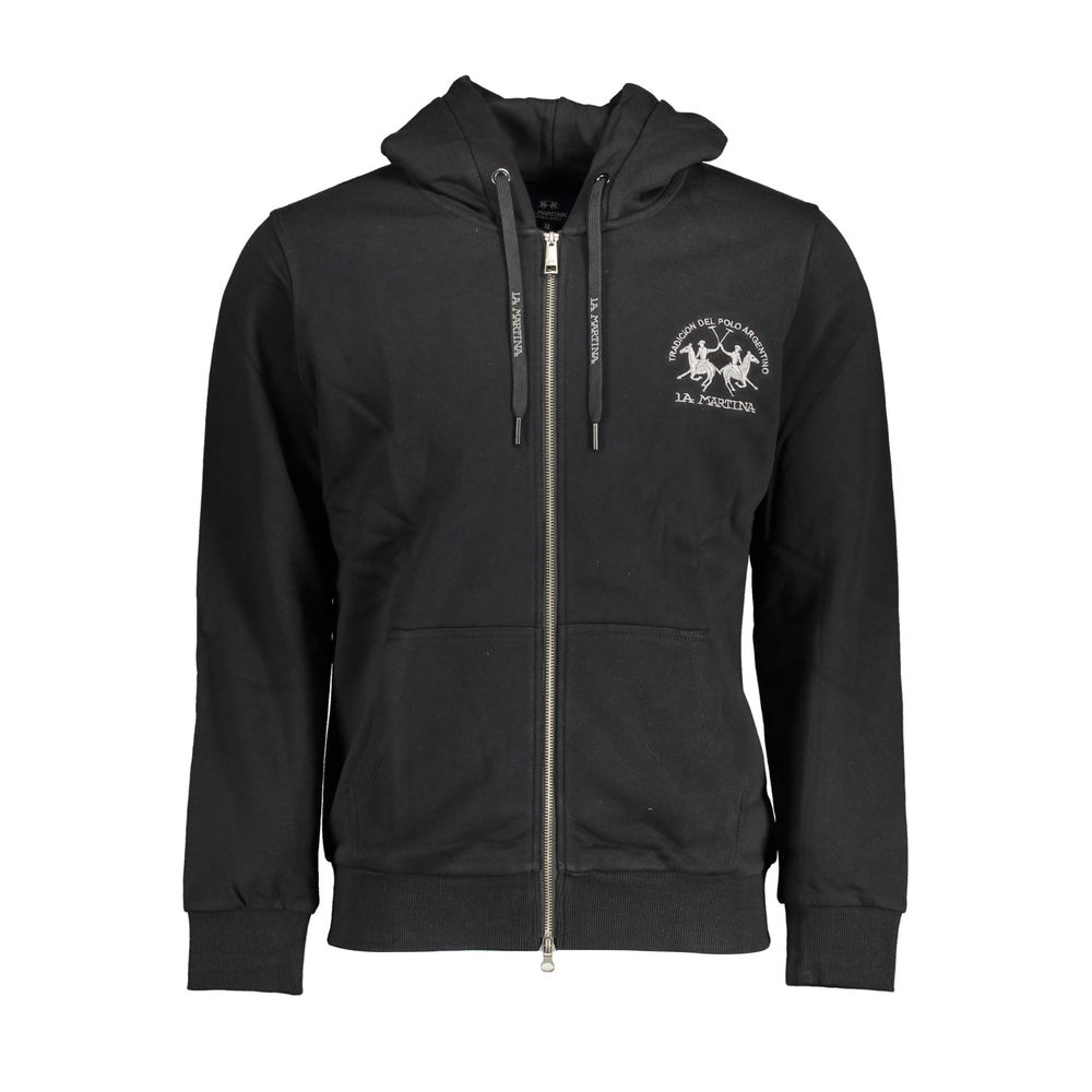 Black Cotton Men Sweater La Martina