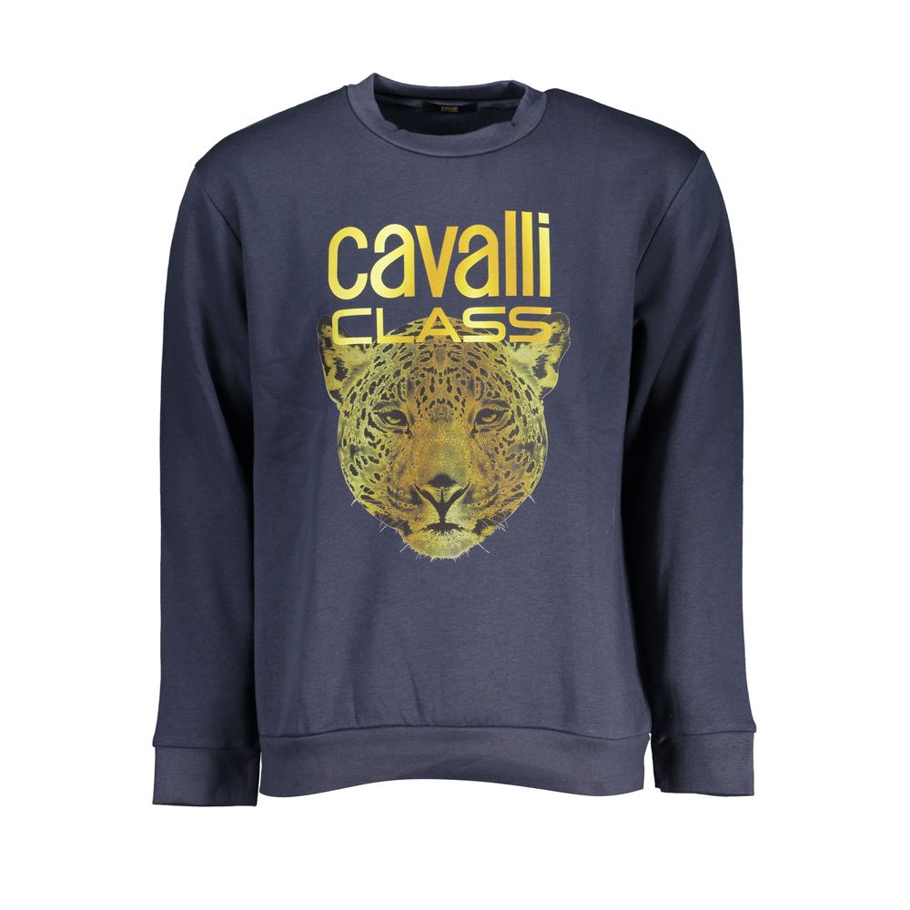 Blue Cotton Men Sweater Cavalli Class