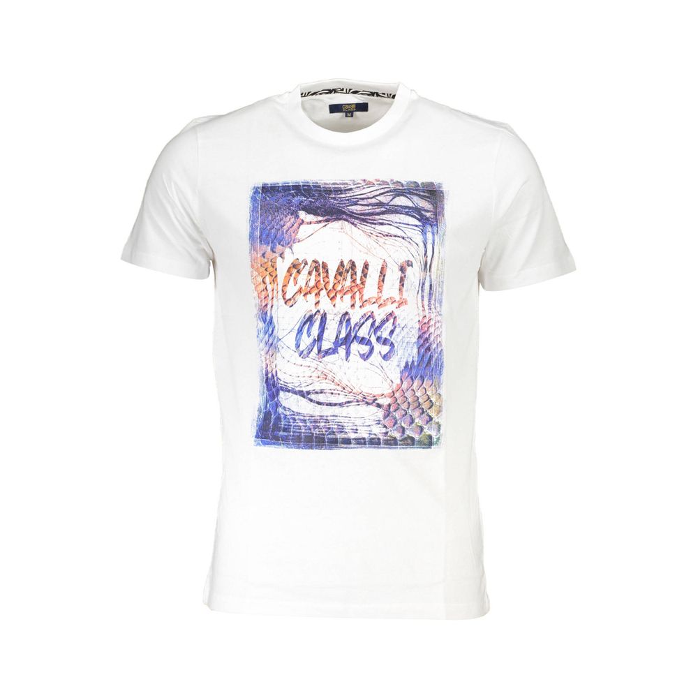 White Cotton Men T-Shirt Cavalli Class