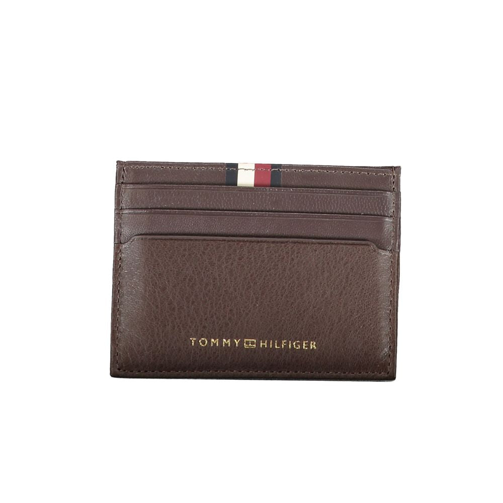 Brown Leather Men Wallet Tommy Hilfiger