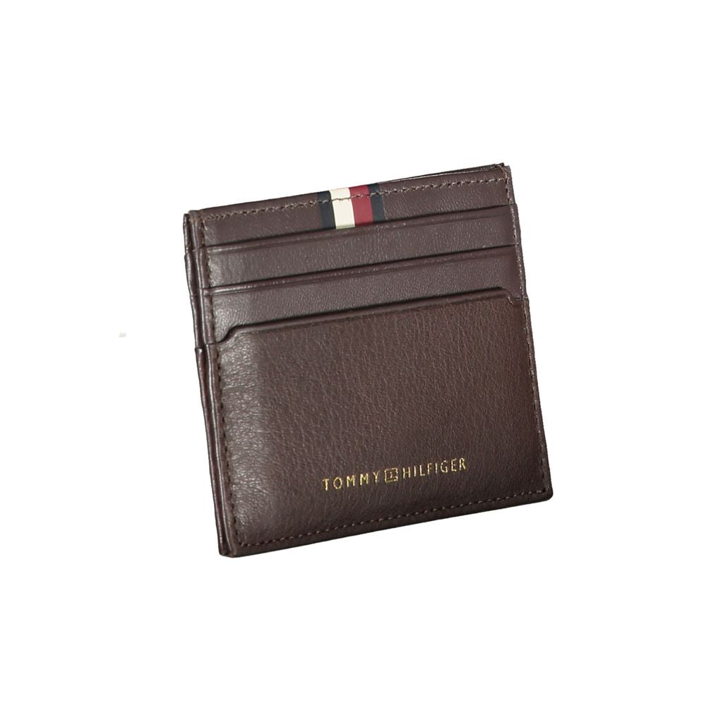 Brown Leather Men Wallet Tommy Hilfiger