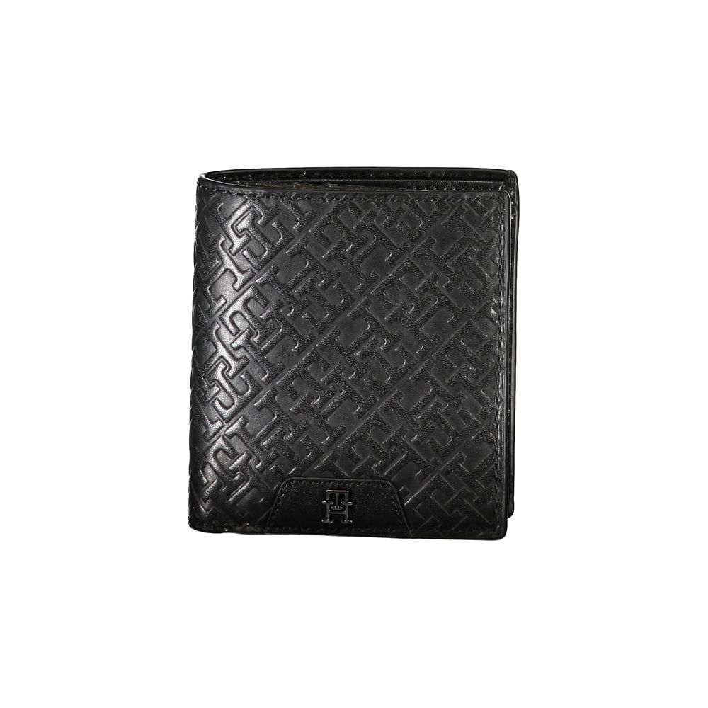 Sleek Black Leather Dual-Compartment Wallet Tommy Hilfiger
